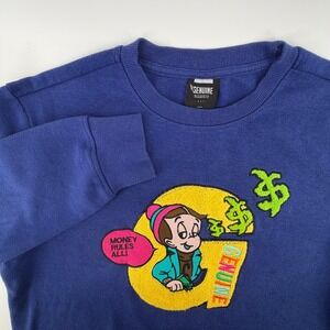 VTG Genuine Authentic Garments Boy Graphic Sweatshirt Blue Small Money Rules All